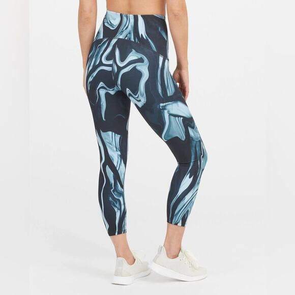SPANX Leggings7/8 Marbled Blue Black SZ 1X NWT - Picture 2 of 13